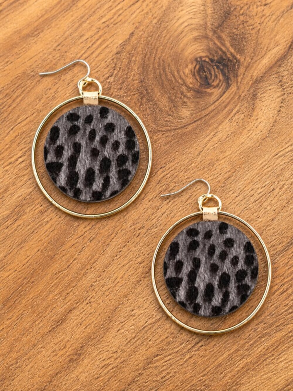 Animal Print Gold Hoop Earrings - Picture 5 of 5